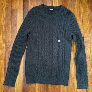 Express Men's Charcoal Crewneck Sweater